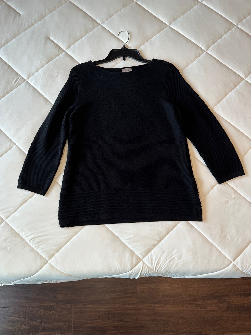 Chico's Black Crewneck Ribbed Long Sleeve top